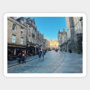 Winding cobblestone street in Edinburgh Sticker